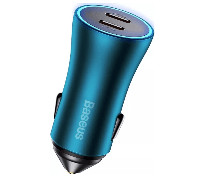 Автомобільний зарядний пристрій Baseus Golden Contactor Pro Dual Fast Charger Car Charger 2xType-C 40W Blue (CGJP000003)