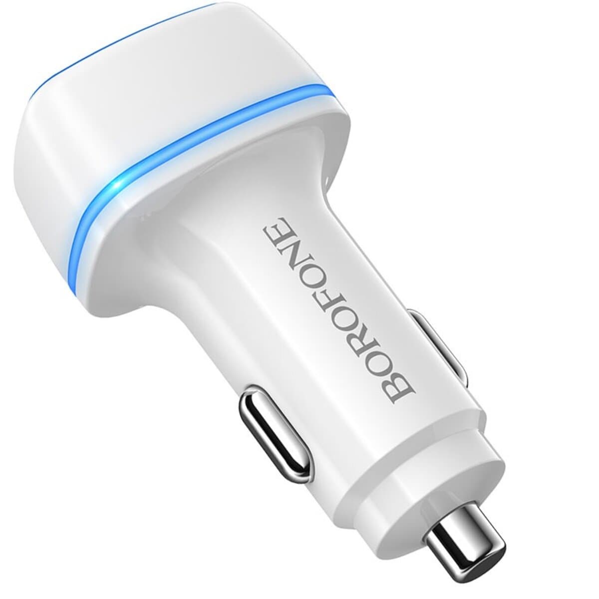 Автомобільний зарядний пристрій BOROFONE BZ14 Max 2xUSB dual port ambient light car charger 2.4A White (BZ14W)