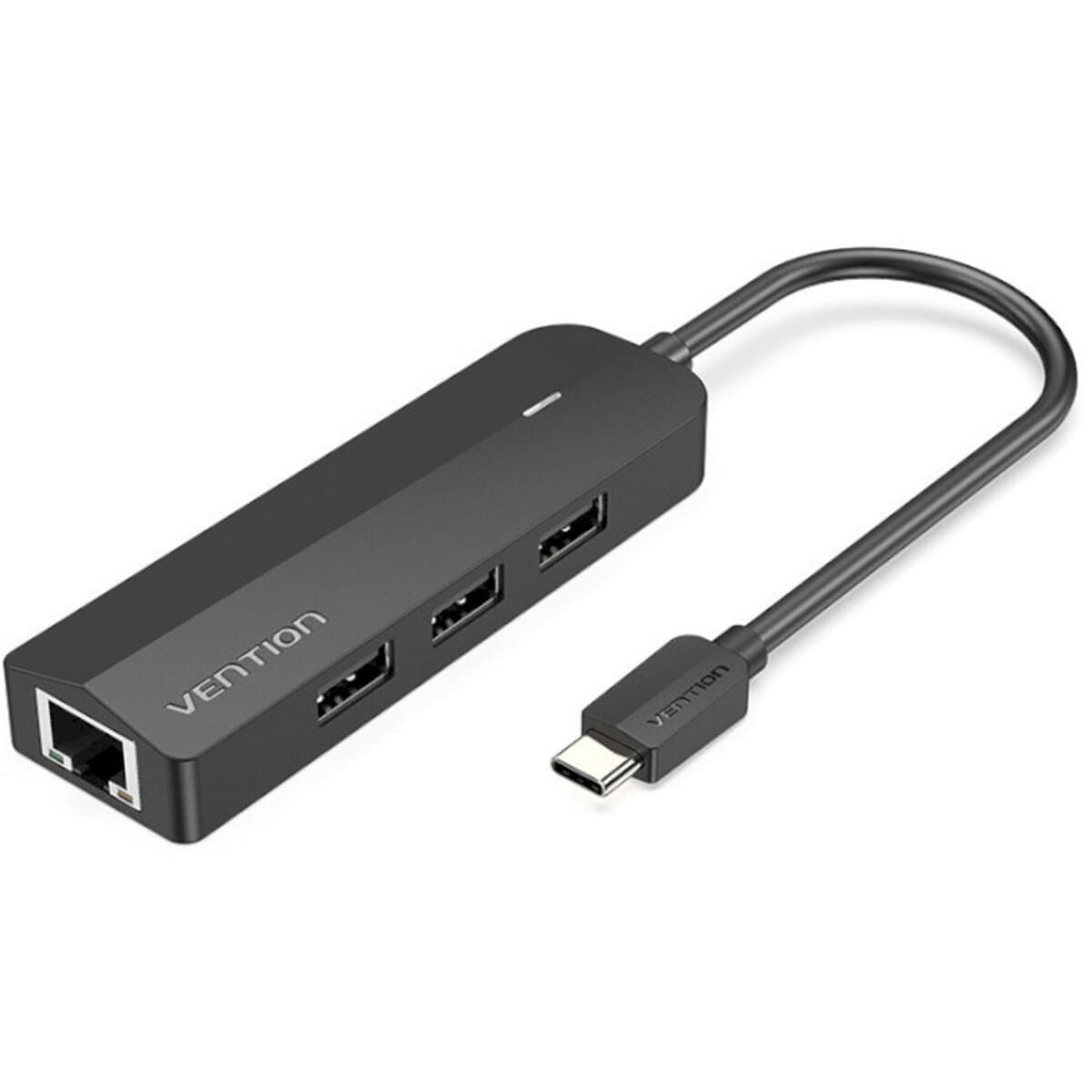 USB-хаб Vention Type-C to USB3.0x3 RJ45 Micro-B HUB 0.15m ABS Type Black (TGPBB)