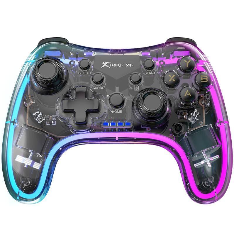 Беспроводной геймпад джойстик XTRIKE ME GP-52 Bluetooth RGB PS4 IOS Android PC Nintendo Transparent