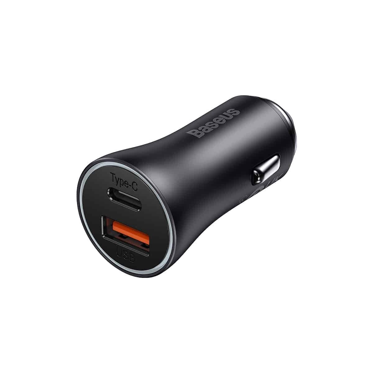 Автомобильное зарядное устройство Baseus Golden Contactor Max Dual Fast Charger Car Charger USB+Type-C 3A 60W Dark Grey (CGJM000113)