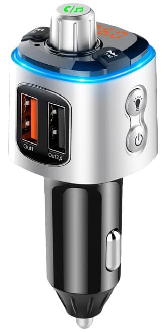 Автомобільний FM-трансмітер ресивер Aspiring Wave 1 LED Bluetooth MicroSD DSP QC3.0 Silver-Black