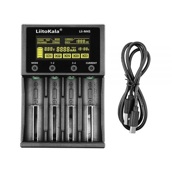 Зарядний пристрій для акумуляторів LiitoKala Lii-M4S 4х Lion NiMH NiCd PowerBank discharge function Black