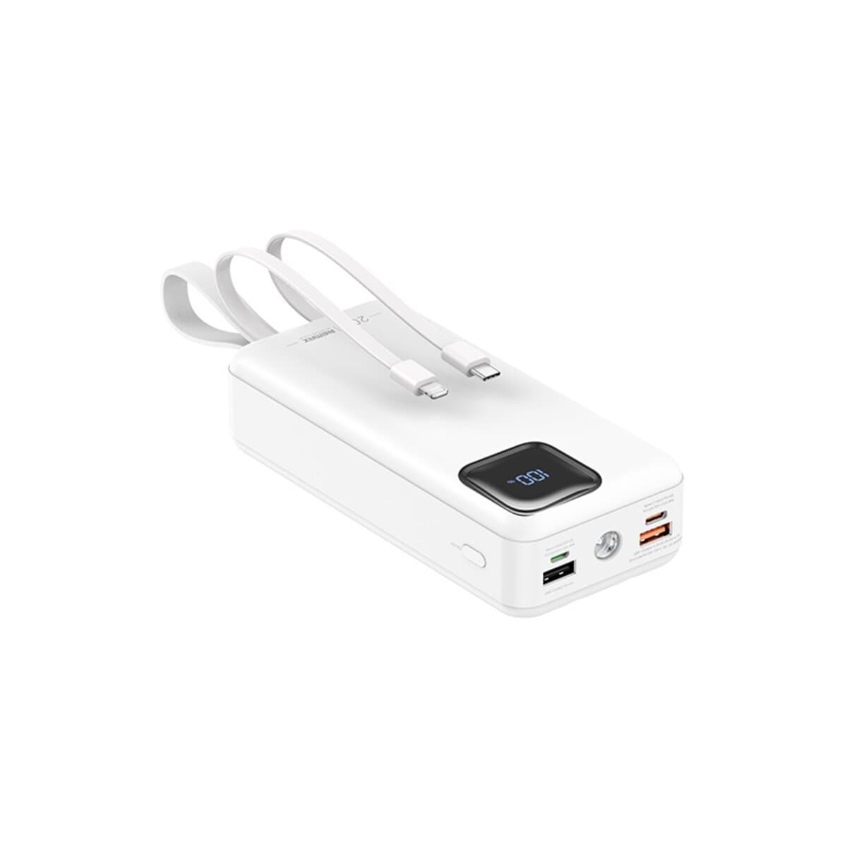 Powerbank павербанк УМБ REMAX RPP-550 Suji Series PD 20W+QC 22.5W Fast Charging Cabled 30000mAh White (RPP-550 White)