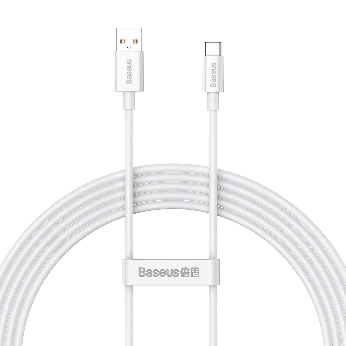 Кабель Baseus CAYS001402 USB2.0 AM - Type-C M 2м 5A 100W Superior Series White