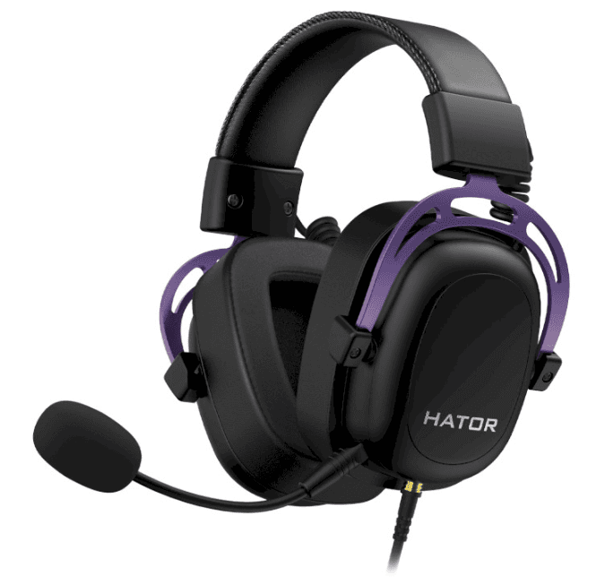 Провідні ігрові навушники з мікрофоном HATOR Hypergang 2 Lavander Edition 3.5mm jack Black-Purple (HTA-914)
