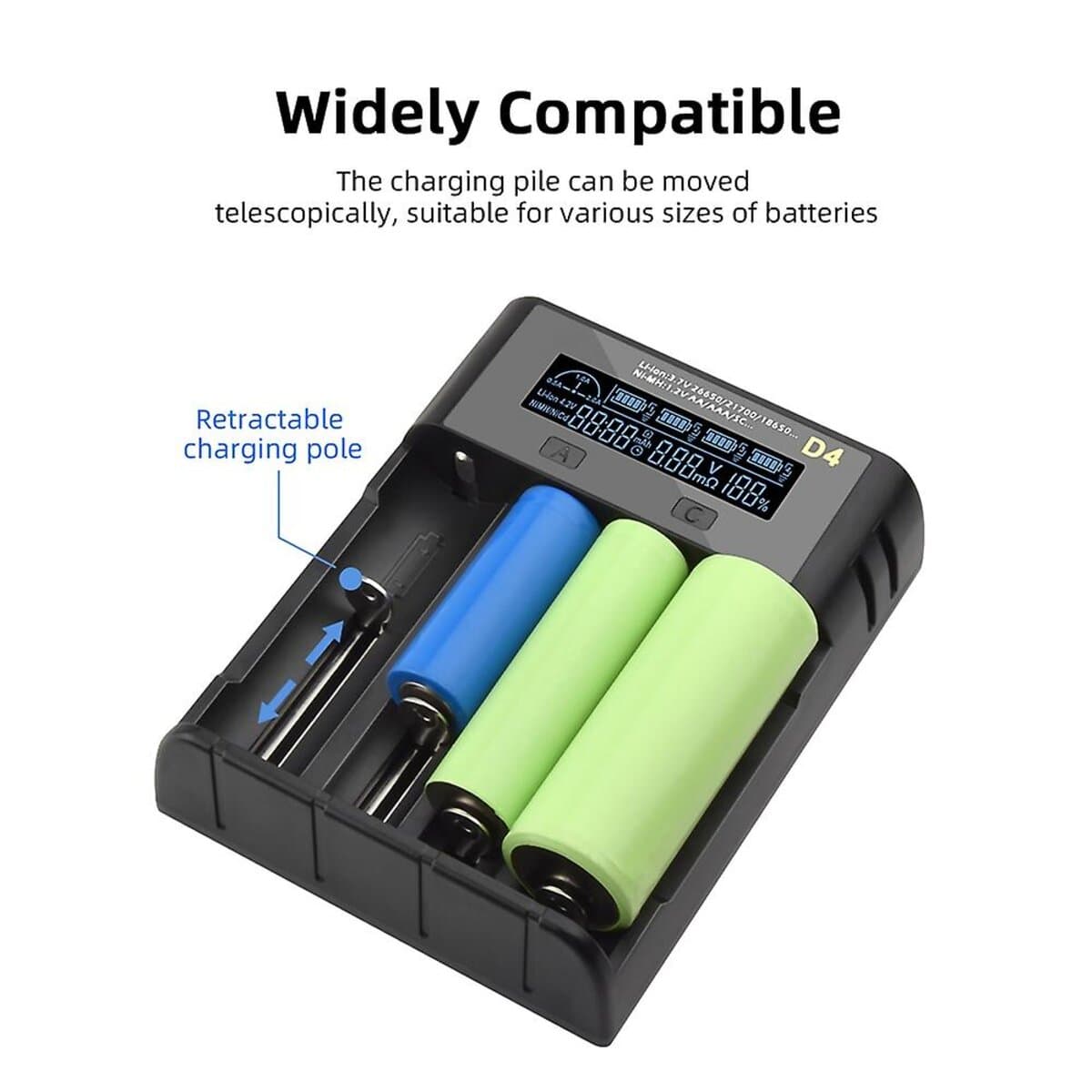 Зарядний пристрій для акумуляторів ESSAGER Battery Charger with LED Indicator Display Black (ECDQ-D401)