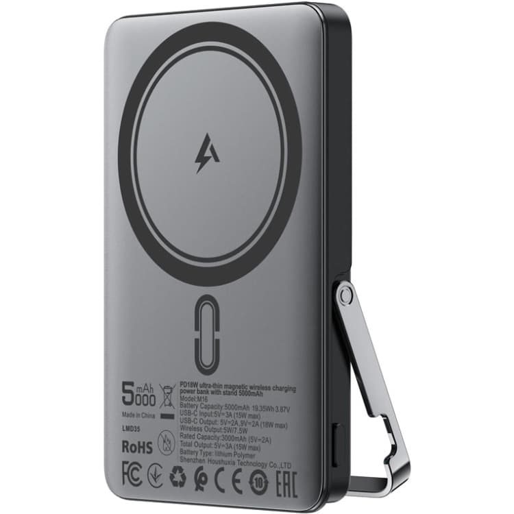 Powerbank павербанк УМБ Acefast M16 Magnetic Wireless 5000mAh 18W PD,QC3.0 USB-C In/Out Black
