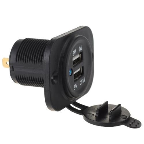Вбудований адаптер 2xUSB 5В 2.1A в прикурювач авто зарядний Black (287974)