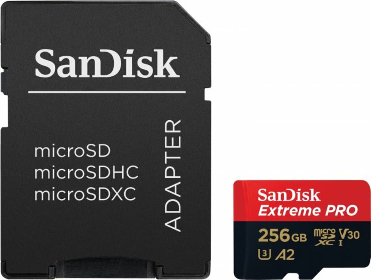 Карта пам'яті SanDisk Extreme Pro microSDXC UHS-1 U3 A2 256Gb Class 10 V30 R200MB/s W140MB/s adapter (SDSQXCD-256G-GN6MA)
