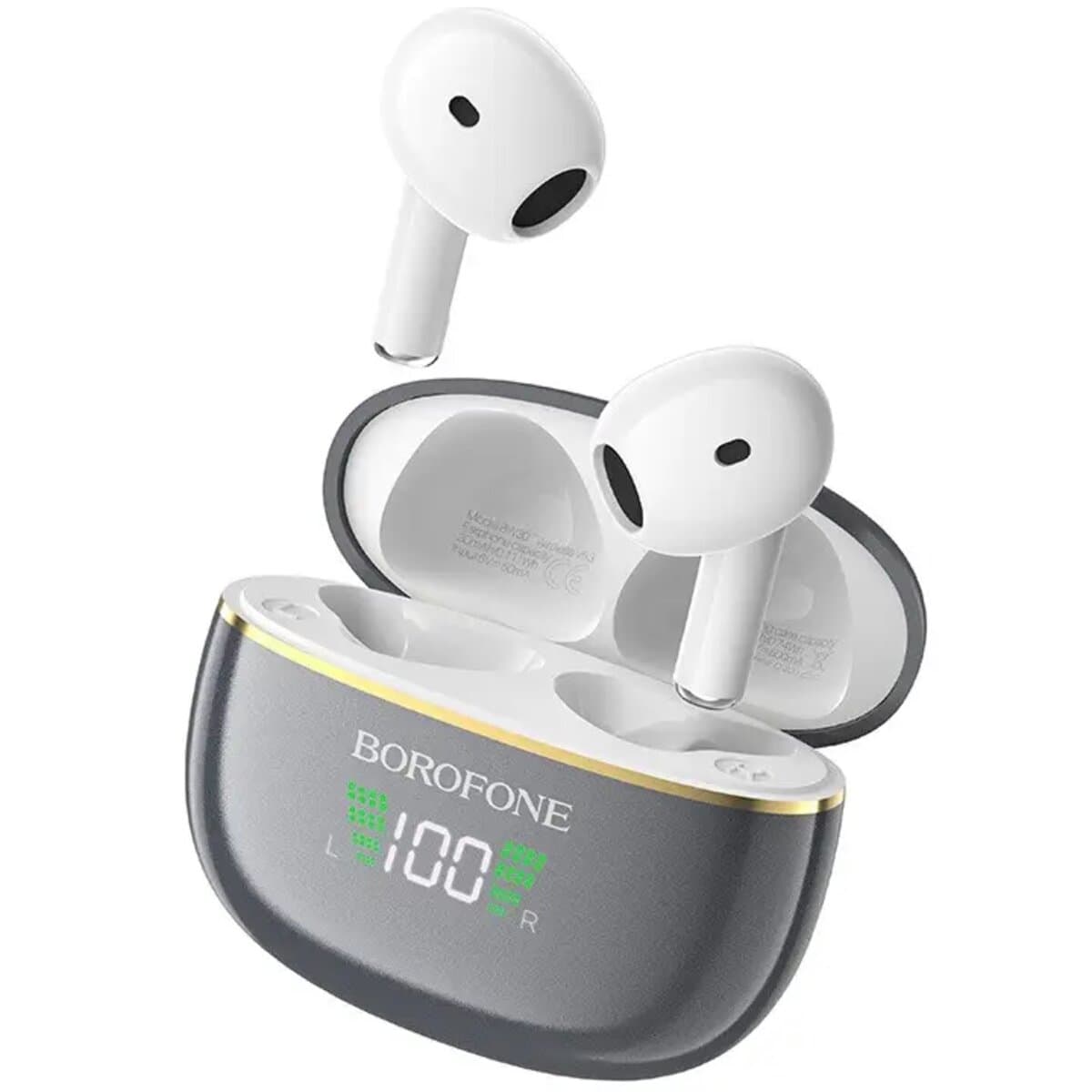 Беспроводные наушники BOROFONE BW30 Cheerful true wireless BT5.3 headset 200 mAh Bright Metal Grey (BW30BMG)