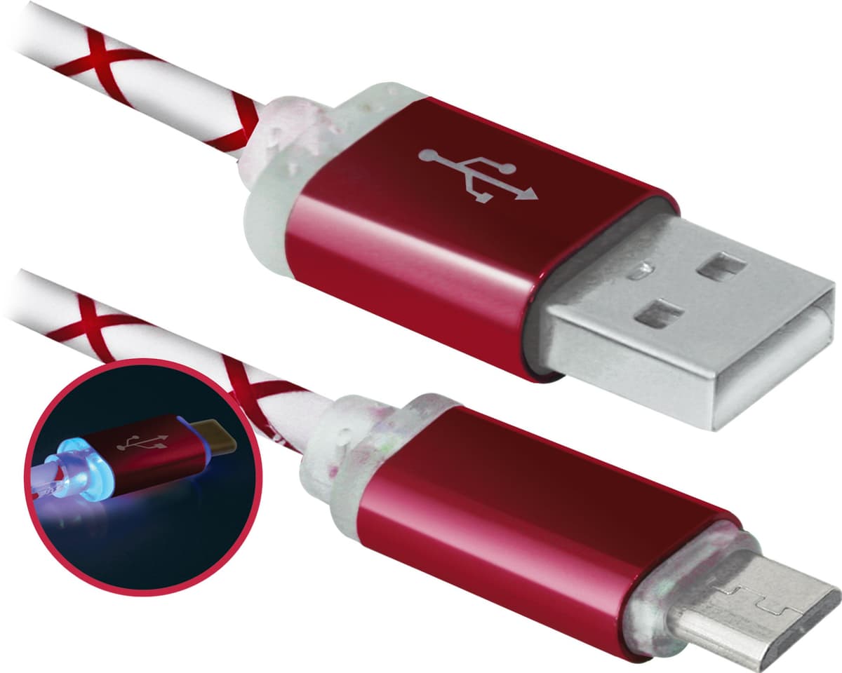 Кабель Defender 08-03LT USB AM-micro BM 1м Red (87556)