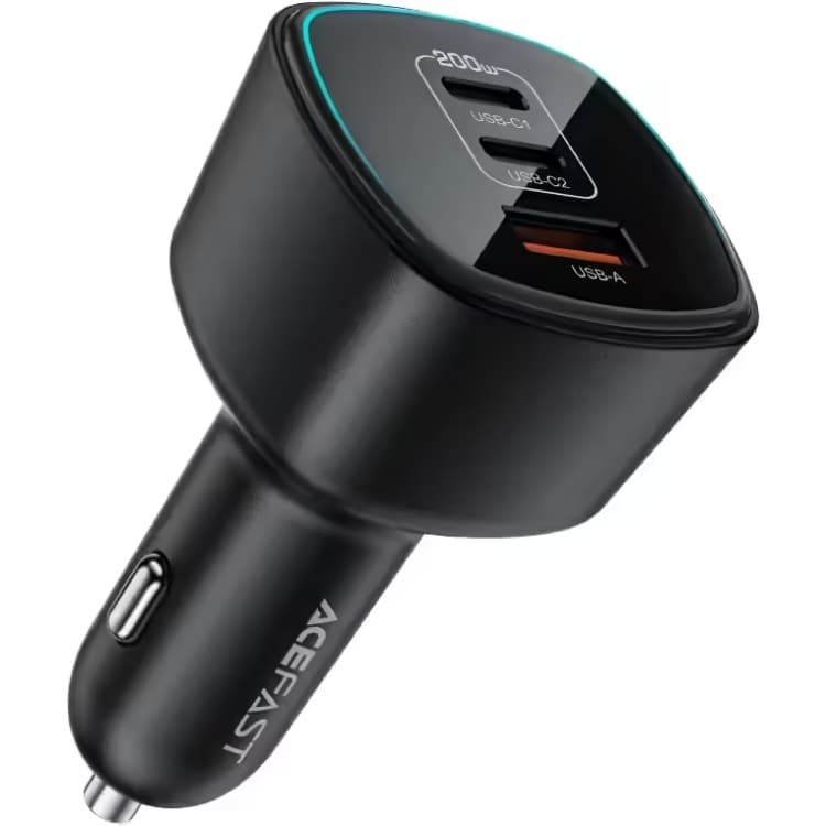 Автомобільний зарядний пристрій Acefast B18 3xUSB 200W 2xType-C 1xUSB Black
