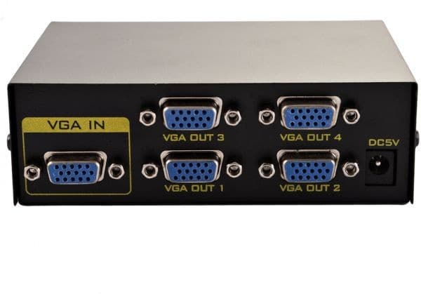 Коммутатор разветвитель сплиттер VGA-2004 VGA to 4xVGA 200МГц до 30м Black (284851)
