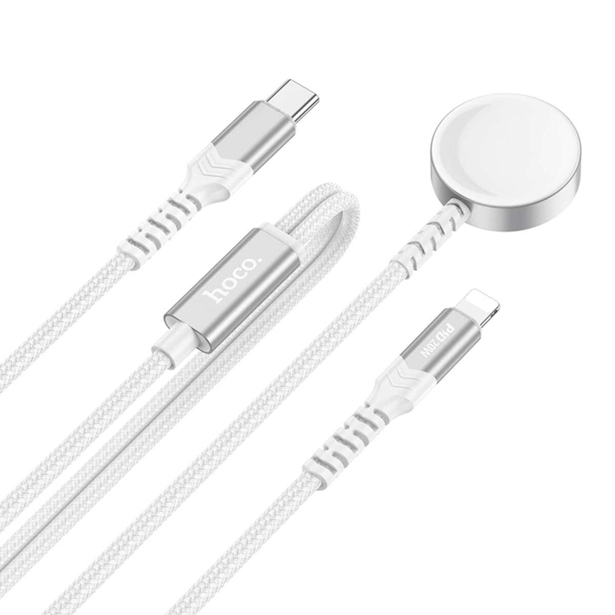Бездротовий зарядний пристрій для Apple Watch HOCO CW54 2-in-1 charging cable Lightning White