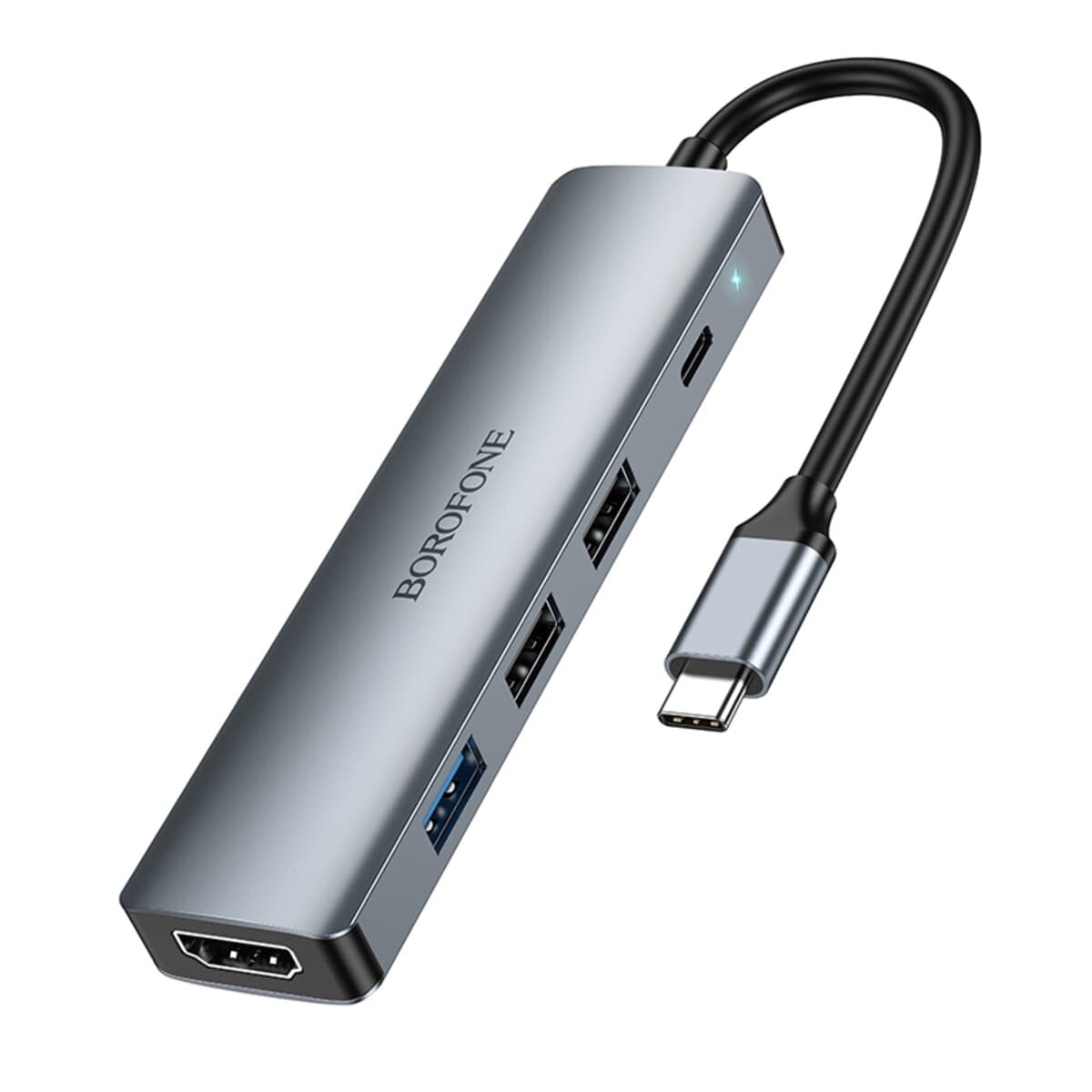 USB-хаб BOROFONE DH14 Buddy Type-C 5-in-1 adapter Metal Grey