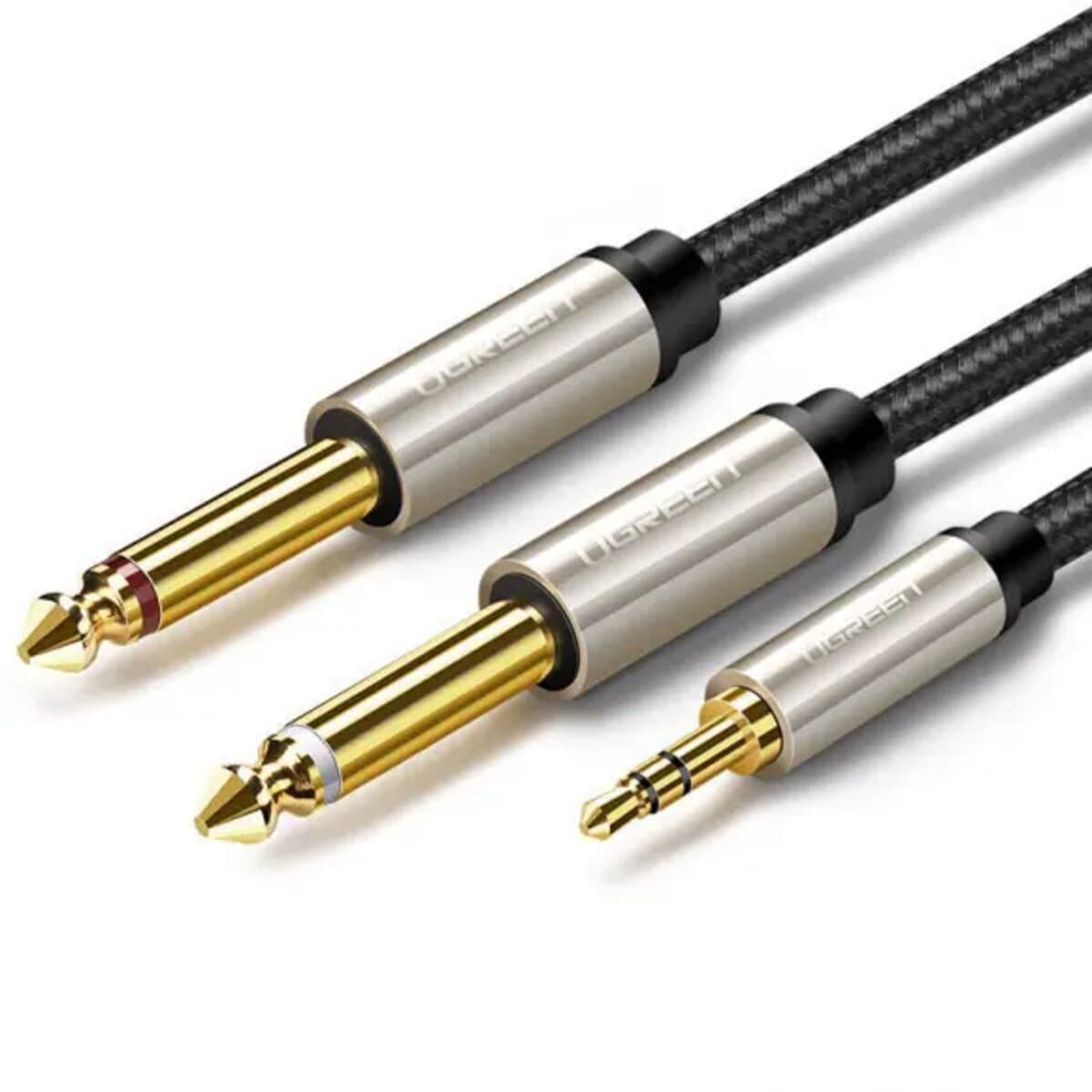 Аудио кабель UGREEN AV126 AUX 3.5mm TRS to Dual 6.35mm TS Audio Cable 2m Grey (UGR-10615)