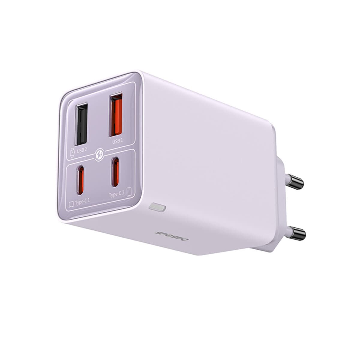 Зарядное устройство с кабелем Baseus GaN6 Pro Fast Charger 2xType-C 2xUSB 65W EU Purple (P10162701533-00)