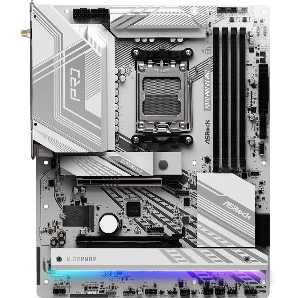Материнская плата ASRock X870 PRO RS WIFI AM5/X870 4xDDR5 2xPCIex16 HDMI/USB4 4xSATA 3xM.2 2.5GLan ATX (X870 PRO RS WIFI)