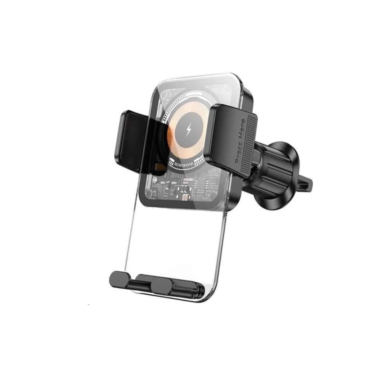 Тримач для телефону автотримач із БЗП BOROFONE BH209 Riley Wireless Fast Charging Car Holder Air Outlet Black