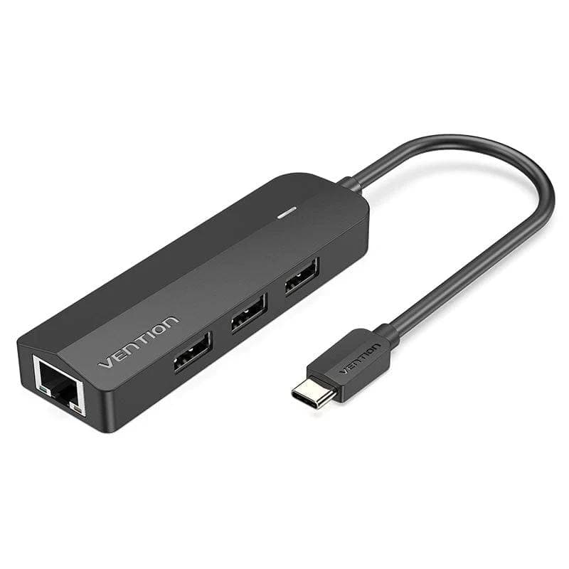 Хаб Vention USB 3.1 Type-C to 3x USB 2.0 MicroUSB RJ45 100M Ethernet Black (TGOBB)