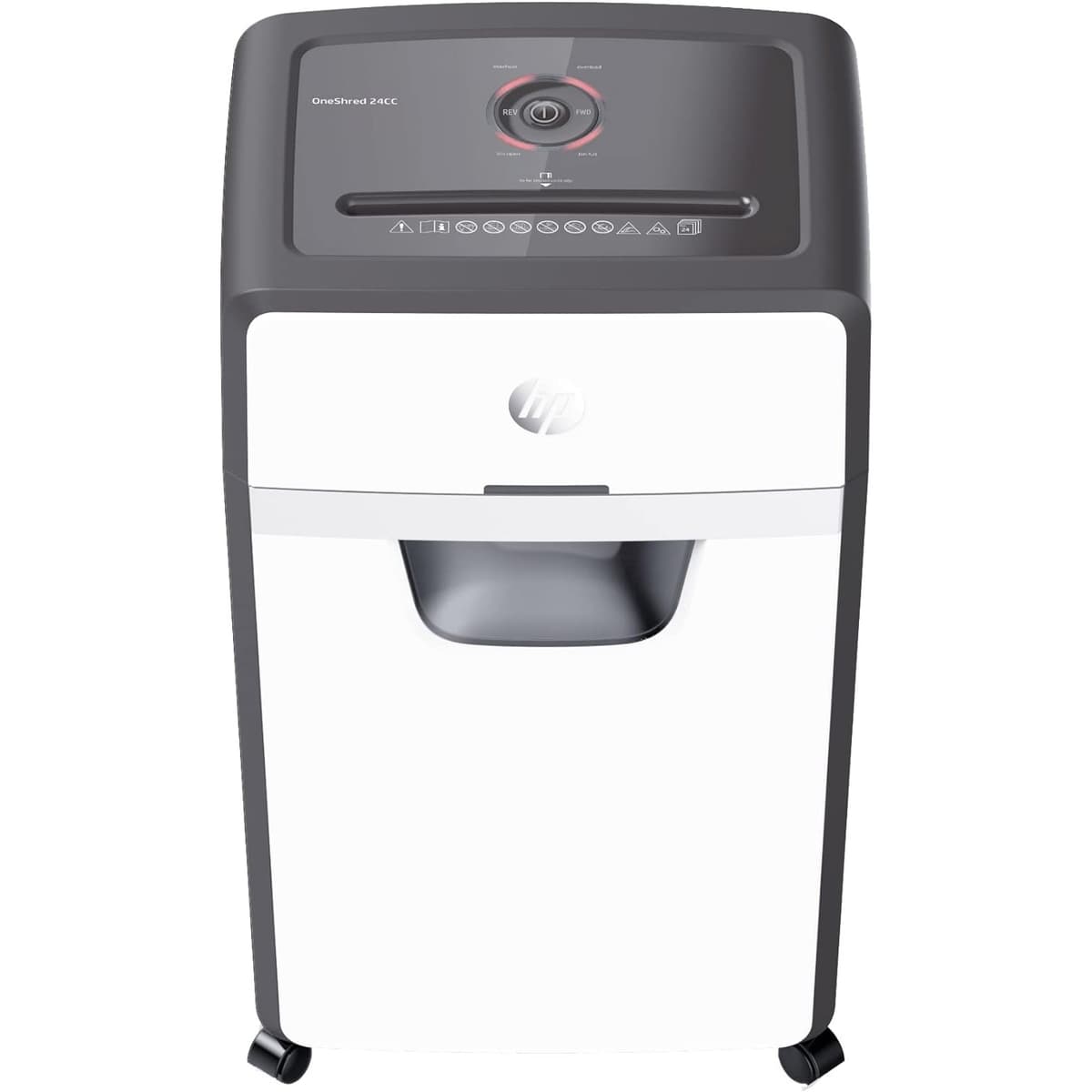 Знищувач документів шредер HP OneShred 24CC A4 80g х24 листів 4*35 30л White-Black