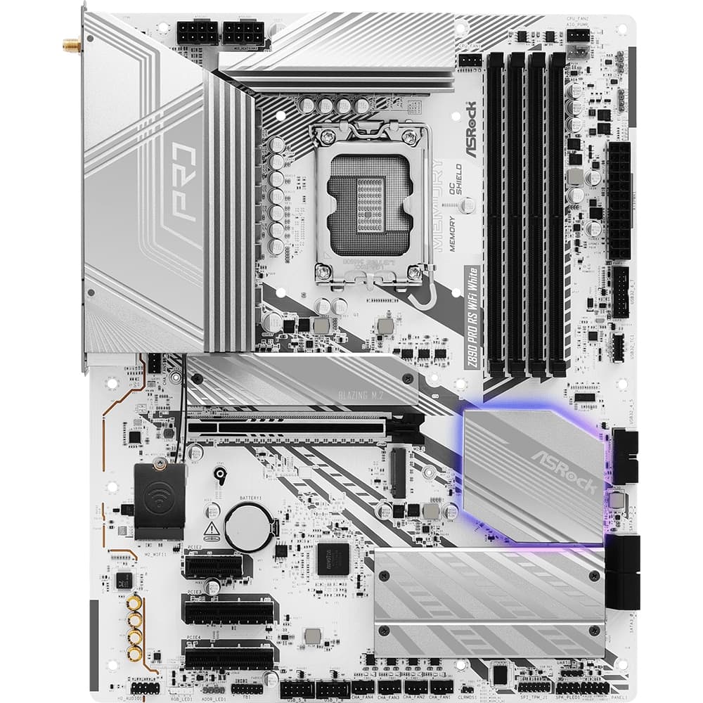 Материнская плата AsRock Z890 PRO RS WIFI WHITE 1851/Z890 4*DDR5 PCIex16 HDMI/DP/TB4 4xSATA 4xM.2 2.5Glan 7.1 (Z890 PRO RS WIFI WHITE)