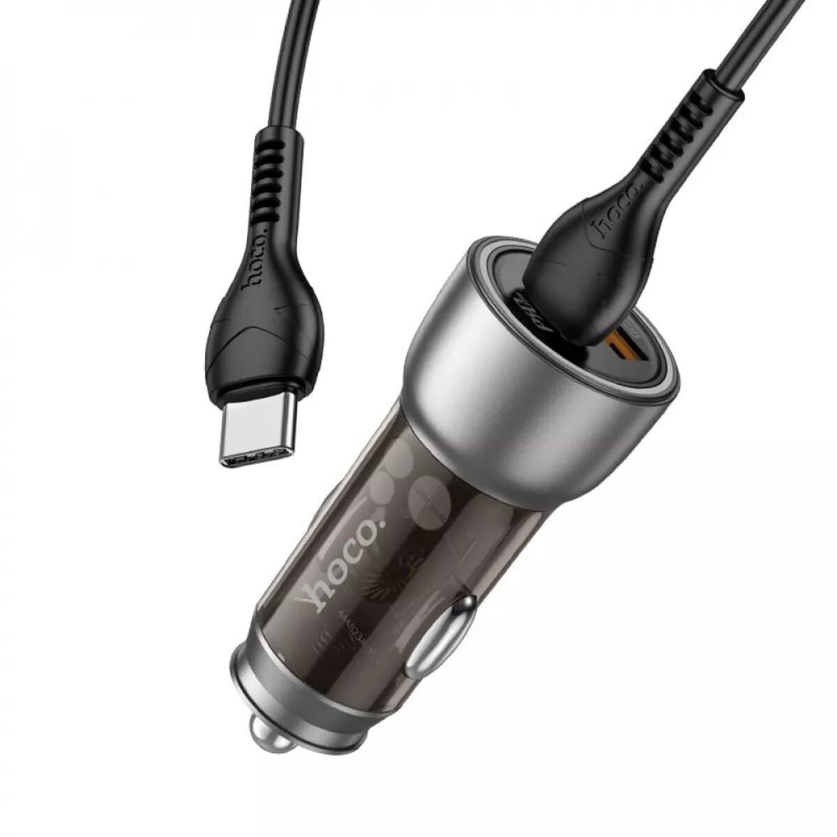 Автомобільний зарядний пристрій HOCO NZ8 Sprinter 43W dual port PD25W+QC3.0 car charger set Type-C to Type-C cable Brown
