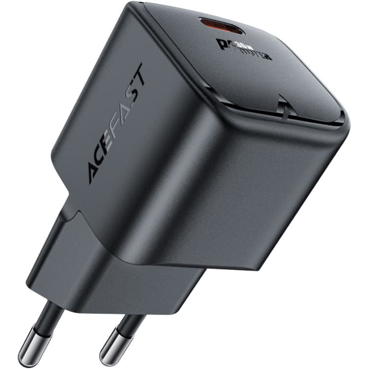 Зарядний пристрій Acefast 1xType-C A77 mini 30W Gan Fast Charger Black
