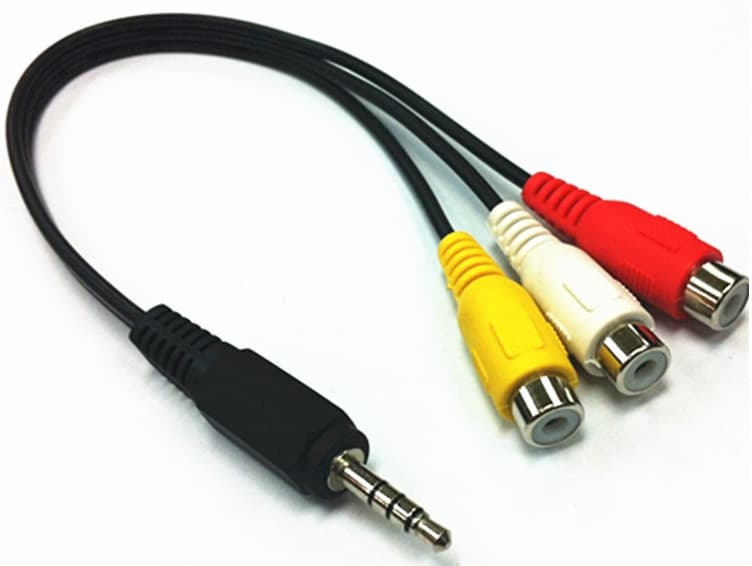 Кабель аудіо відео S0383 Jack 3.5mm M-3xRCA F 15см Black