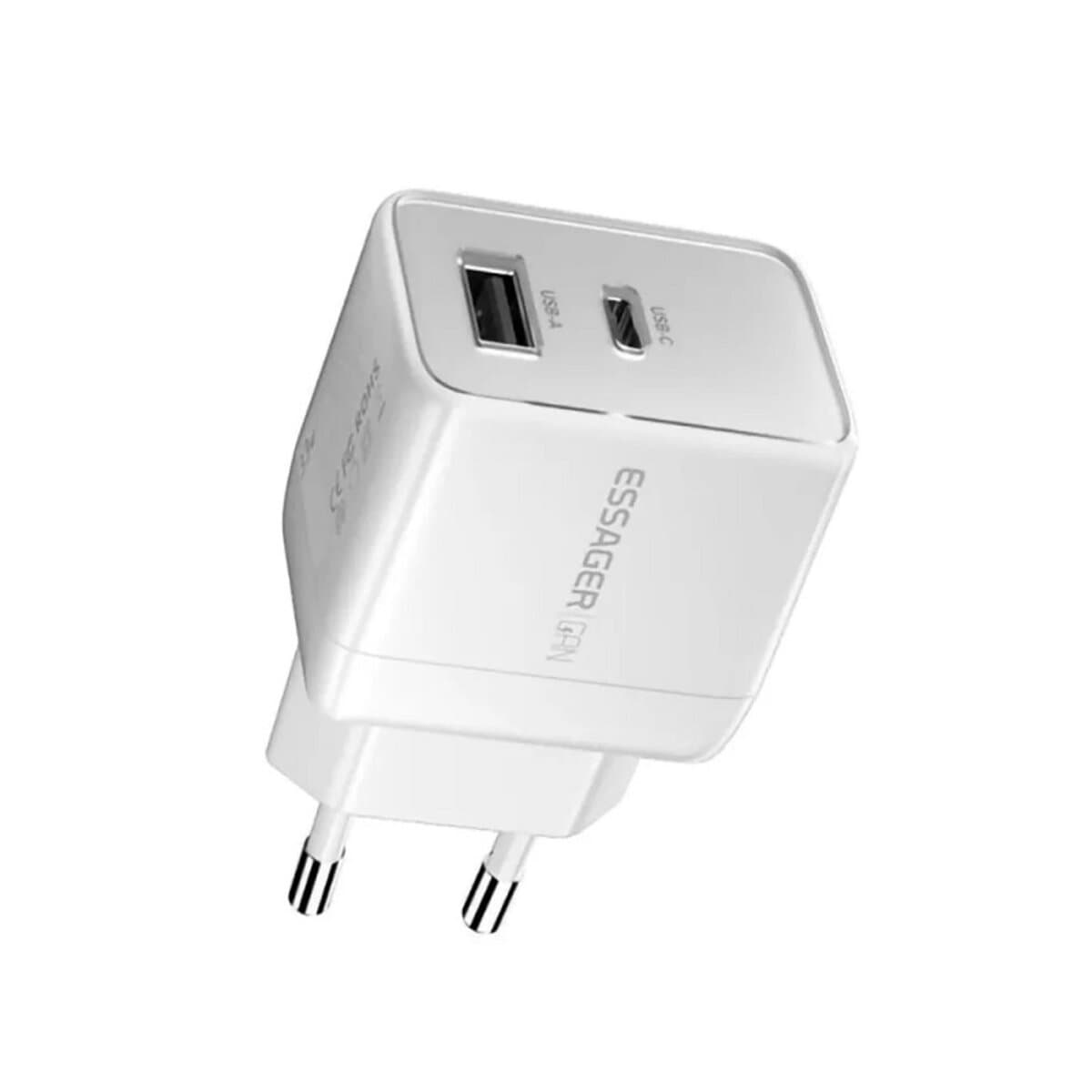 Зарядний пристрій ESSAGER ECT33W Gan 1xUSB 1xType-C 33W White (ECT33W-LJB02-Z)