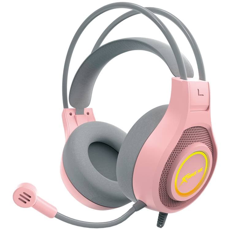Проводные игровые наушники с микрофоном XTRIKE ME GH-515P USB+3.5мм RGB Pink-Grey