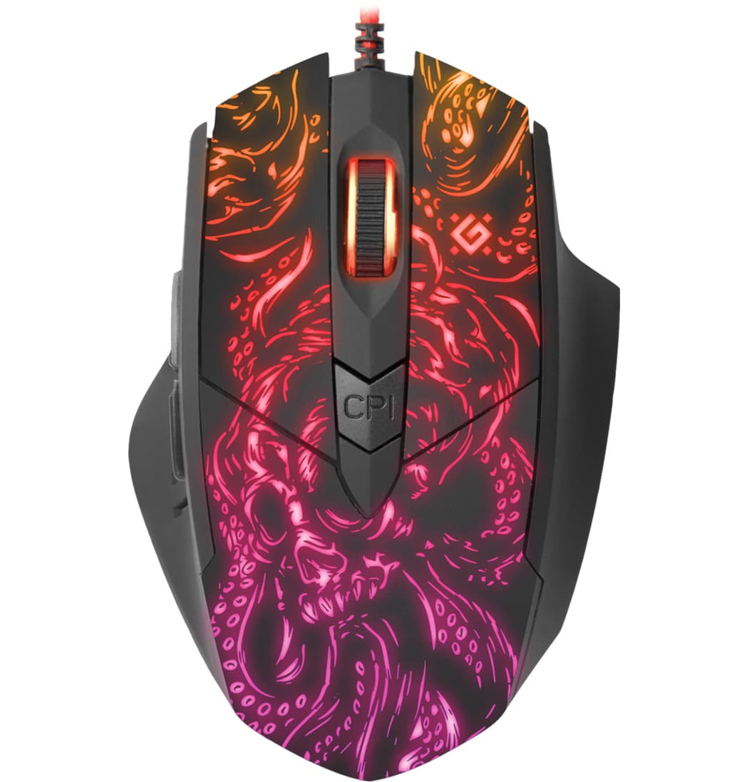 Ігрова провідна мишка Defender Titan GM-650L 6400 dpi 6кн RGB Macro Black (52650)