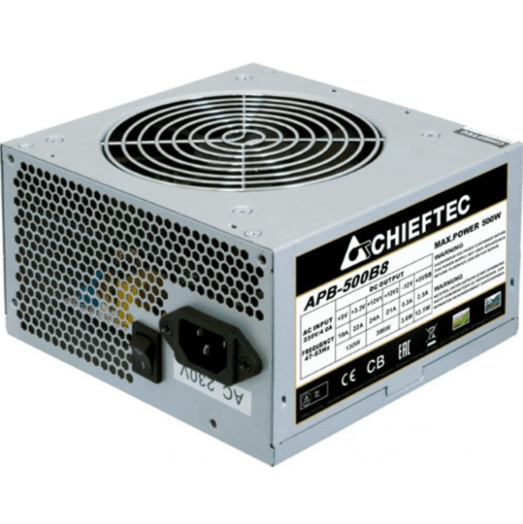 Блок питания для компьютера Chieftec VALUE APB-500B8 500W 120мм 80+ White Bulk ATX (APB-500B8)