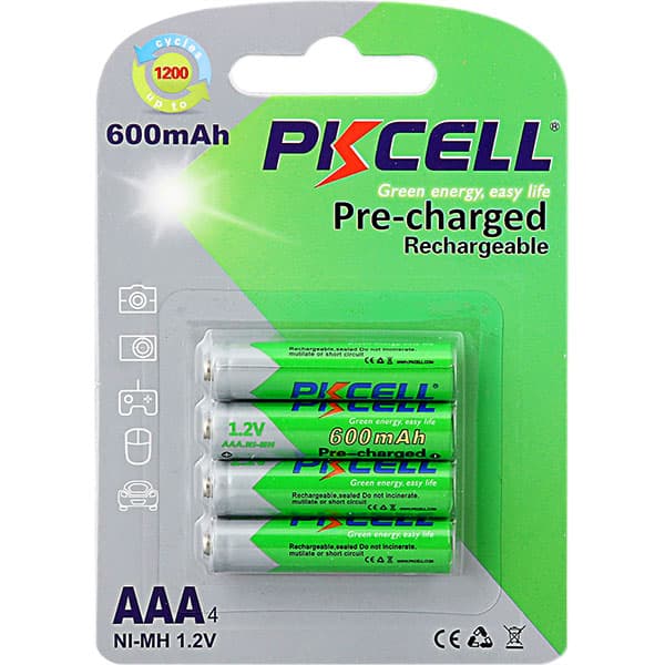 Акумулятор PKCELL AAA600-4B RTU AAA 600mAh 1.2V Ni-MH RTU rechargeable battery 4 шт