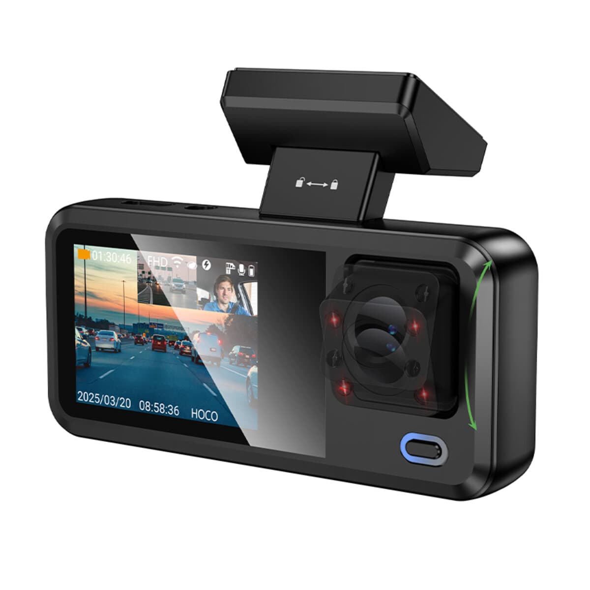 Автомобильный видеорегистратор HOCO DV15 2'' display driving recorder 150mAh Black