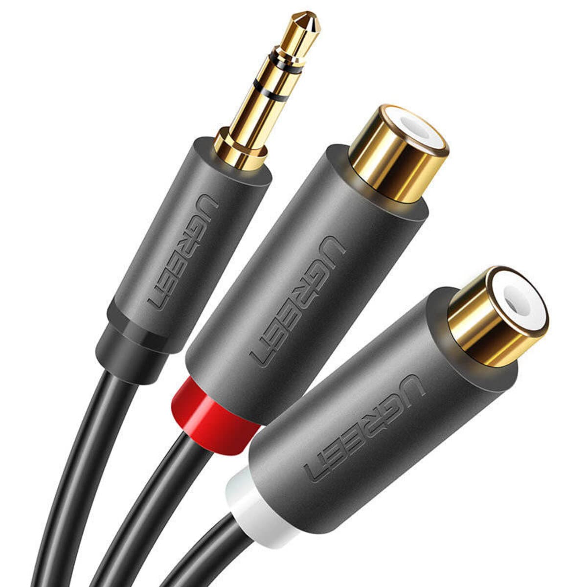 Аудио кабель UGREEN AV109 3.5mm Male to 2xRCA Female Cable 25см Grey (UGR-10547)