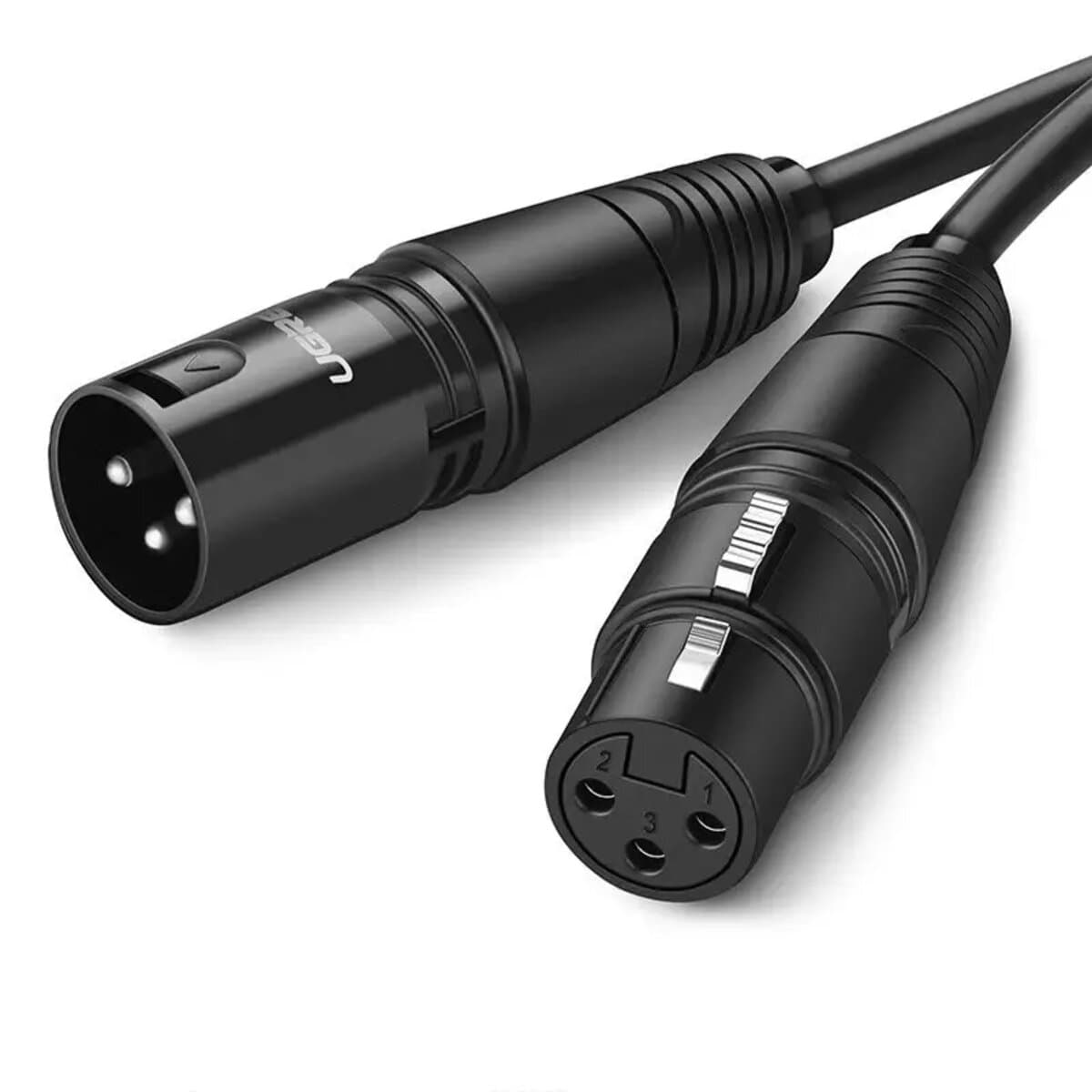 Аудио-кабель UGREEN AV130 Cannon XLR male to XLR female Microphone Extension Audio Cable 1m Black (UGR-20708)