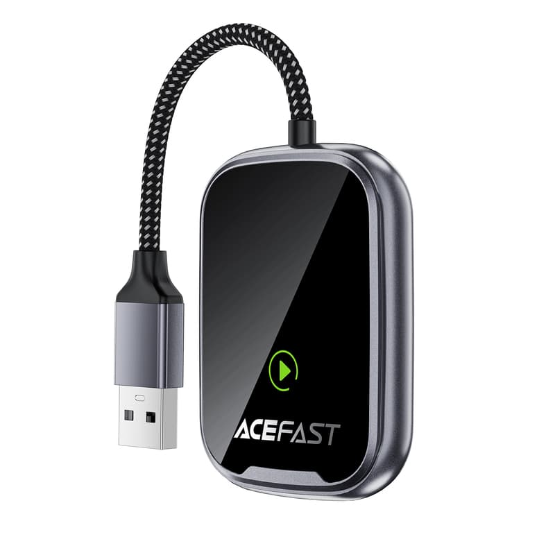 Бездротовий адаптер CarPlay AndroidAuto ACEFAST QC1 Wireless Adapter for Car USB Metal Gray