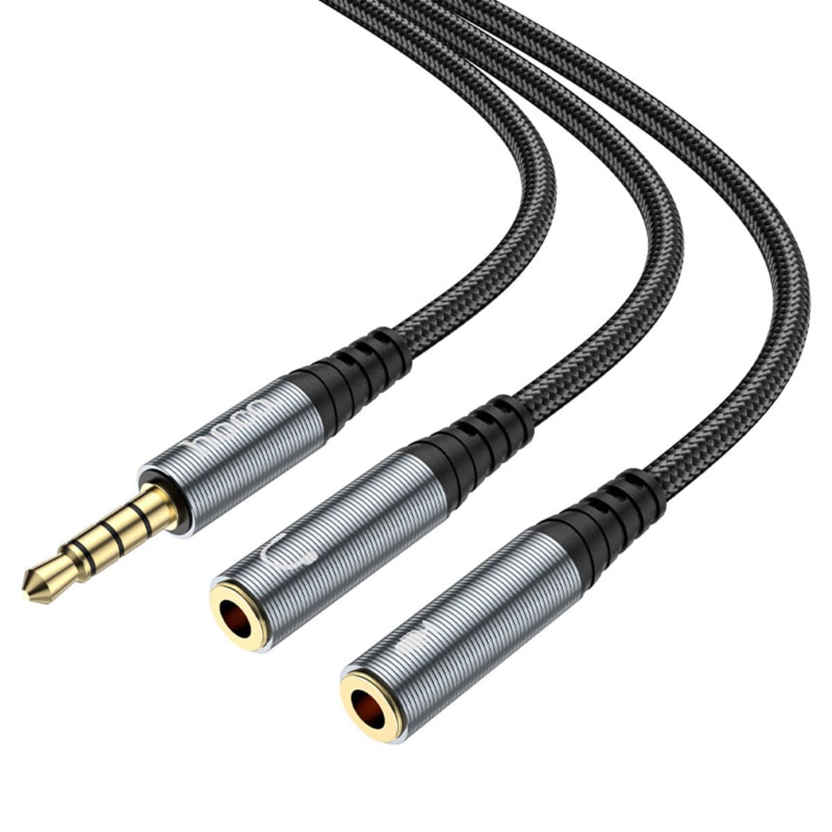 Кабель перехідник UPA21 2-in-1 3.5 headset audio adapter cable 3.5mm malt to 2x3.5 female Grey