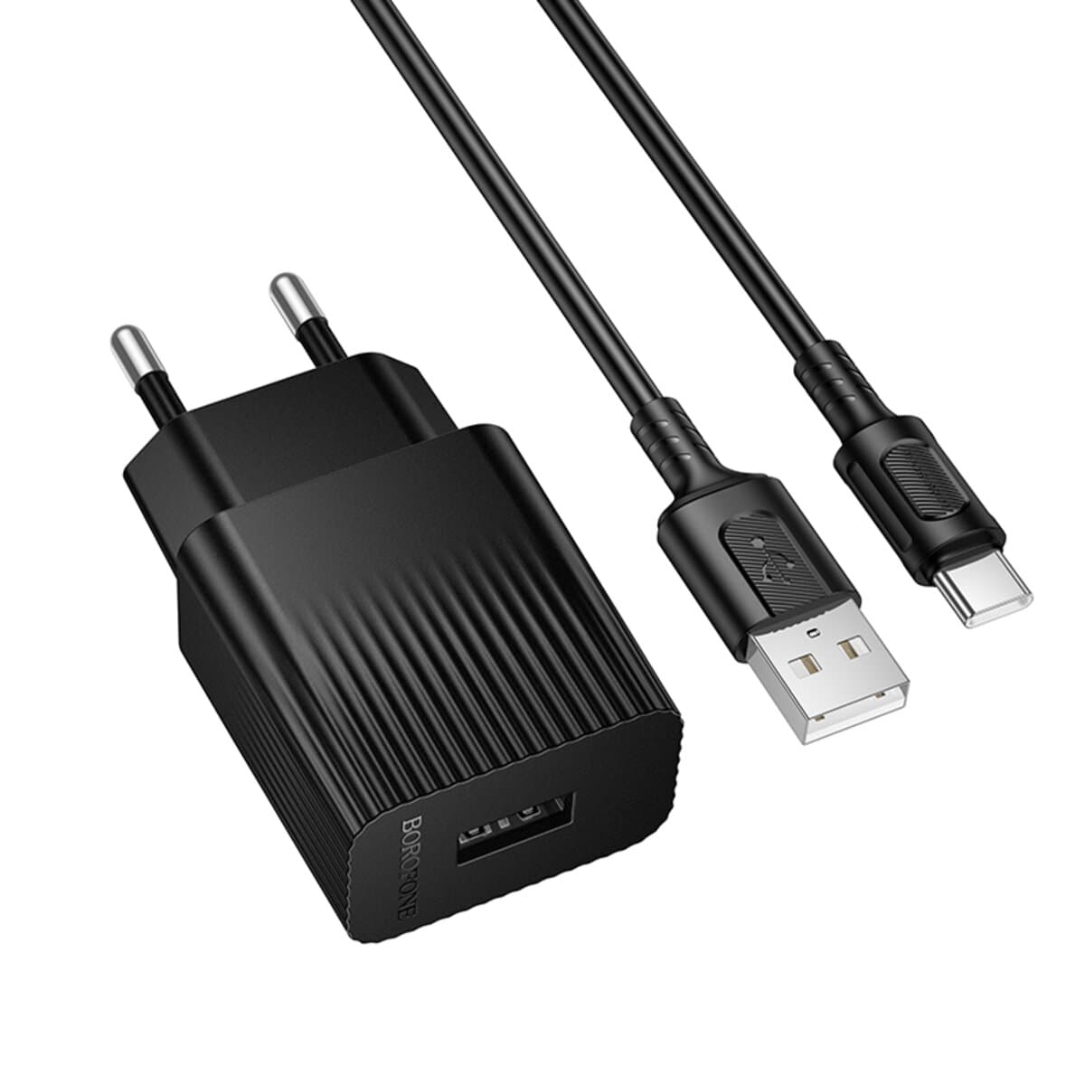 Зарядний пристрій з кабелем BOROFONE BAS71A Source single-port charger set USB to Type-C Black
