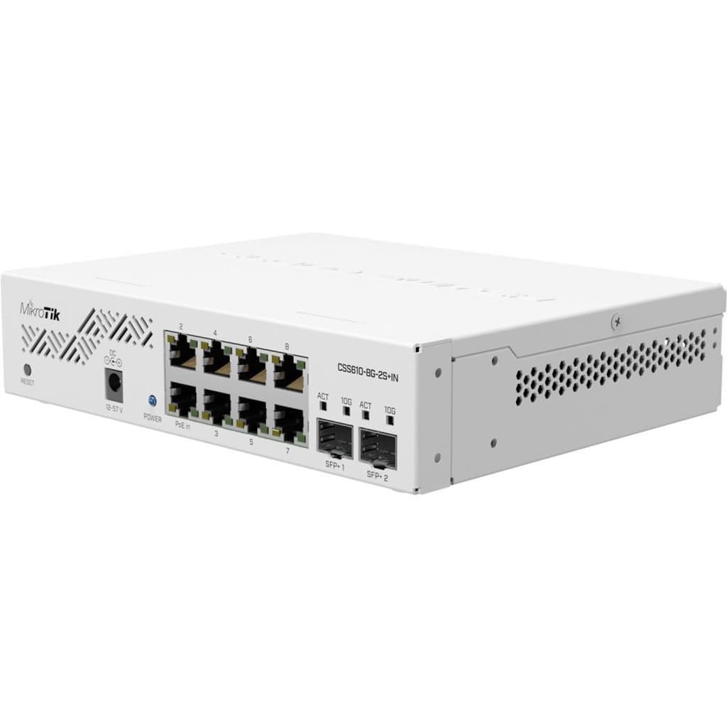 Комутатор Mikrotik CSS610-8G-2S+IN 8x1G 2xSFP+ SwOS Метал White