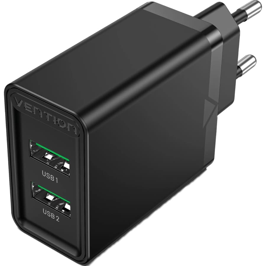 Зарядний пристрій Vention FBAB0-EU 2xUSB 18W+18W USB-Ax2 QC3.0 Black