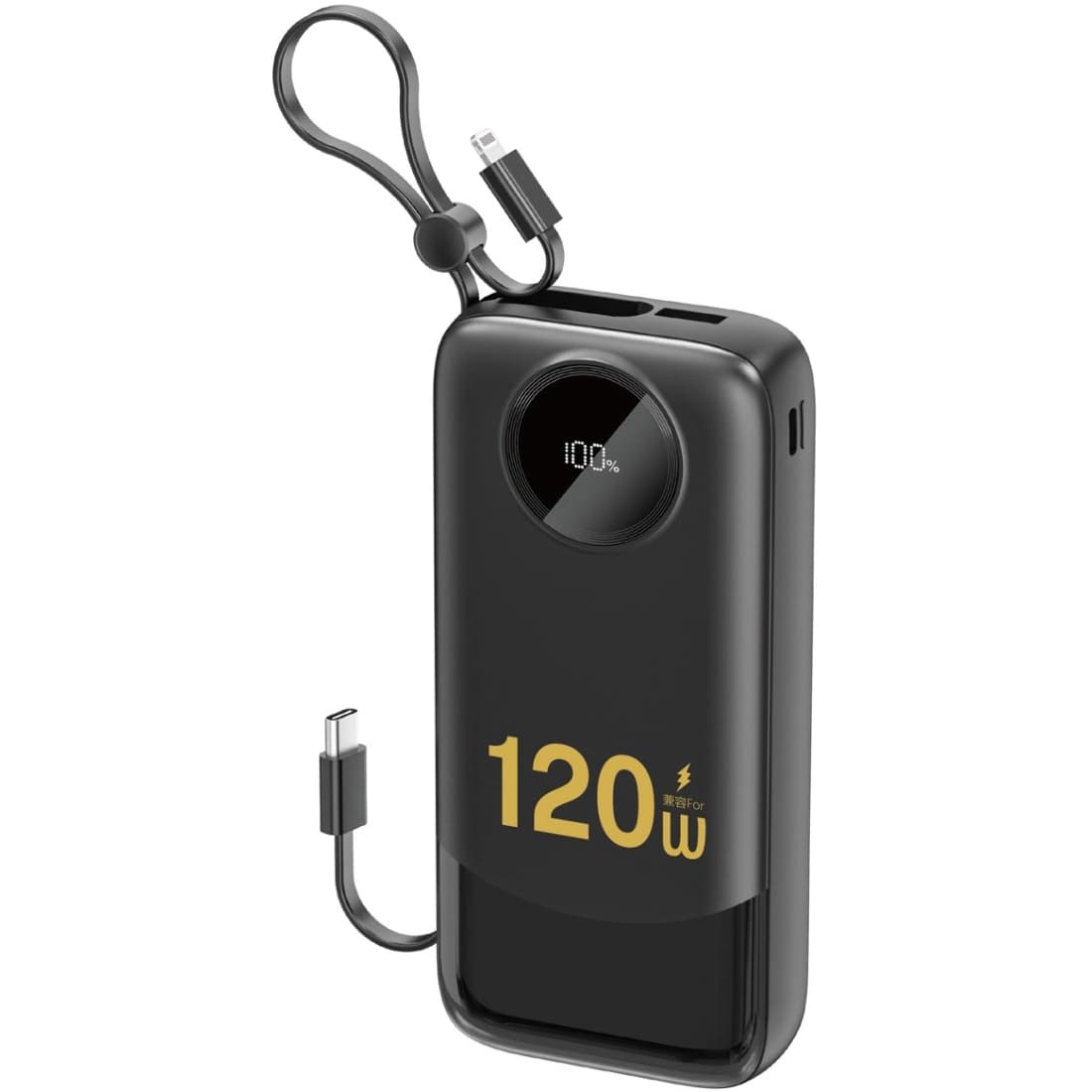 Powerbank павербанк УМБ Dudao K13 Pro 20000mAh 22.5W PD QC USB-A USB-C In/Out with built-in USB-C/Lightning cables Black
