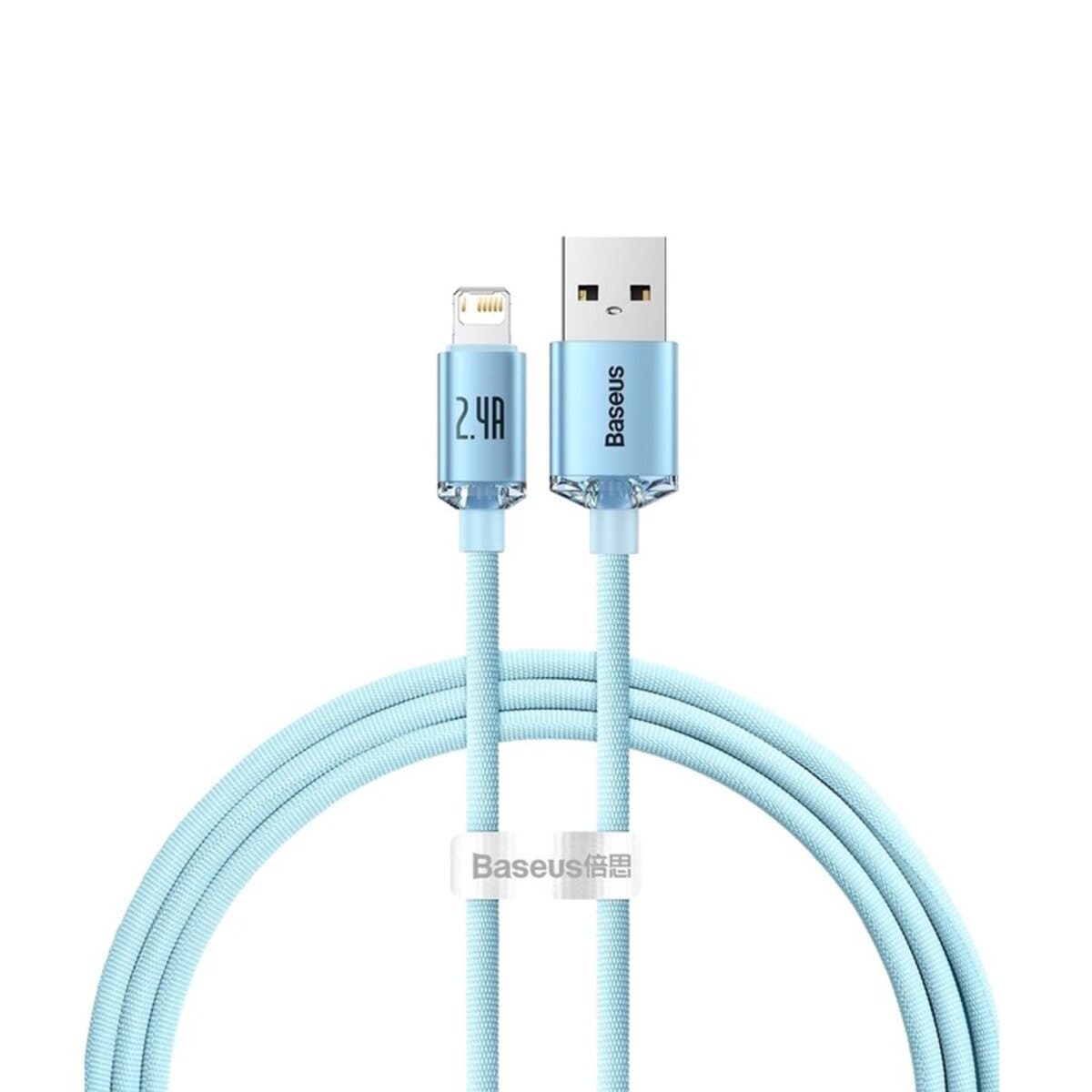 Кабель Baseus Crystal Shine Series Fast Charging Data Cable USB to Lightning 2.4A 1.2m Sky Blue (CAJY001103)