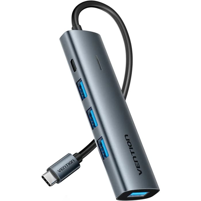 USB-хаб Vention USB 3.0 Type-C to 4xUSB 3.0/1xUSB-C 5Gbps Grey (TGZHB)