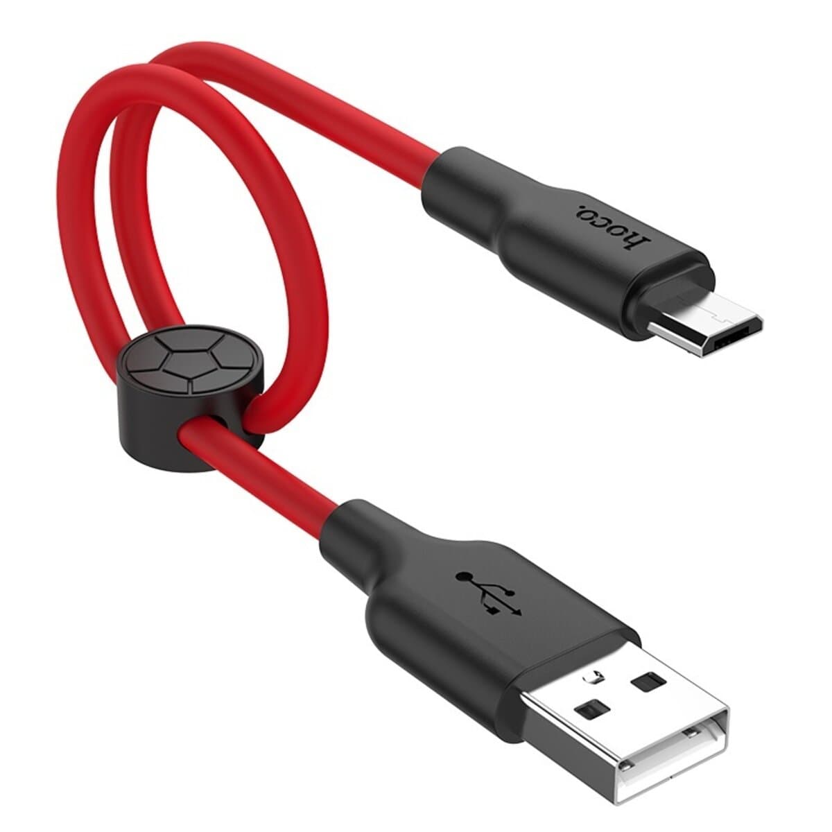 Кабель HOCO X21 Plus USB to Micro-USB 2.4A 0.25m silicone connectors Black-Red
