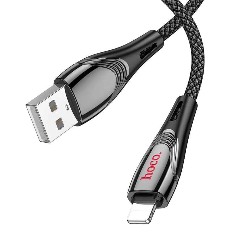 Кабель HOCO U133 Monte charging data cable 1.2m 2.4A USB to Lightning Black