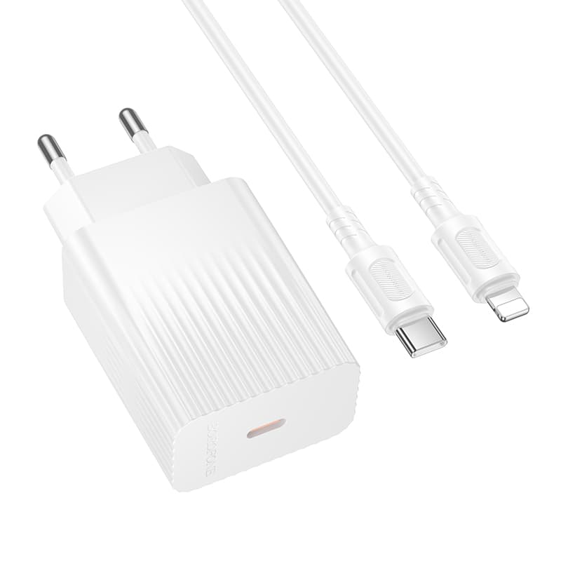Зарядное устройство с кабелем BOROFONE BAS75A Source single port PD30W charger set Type-C to Lightning EU White