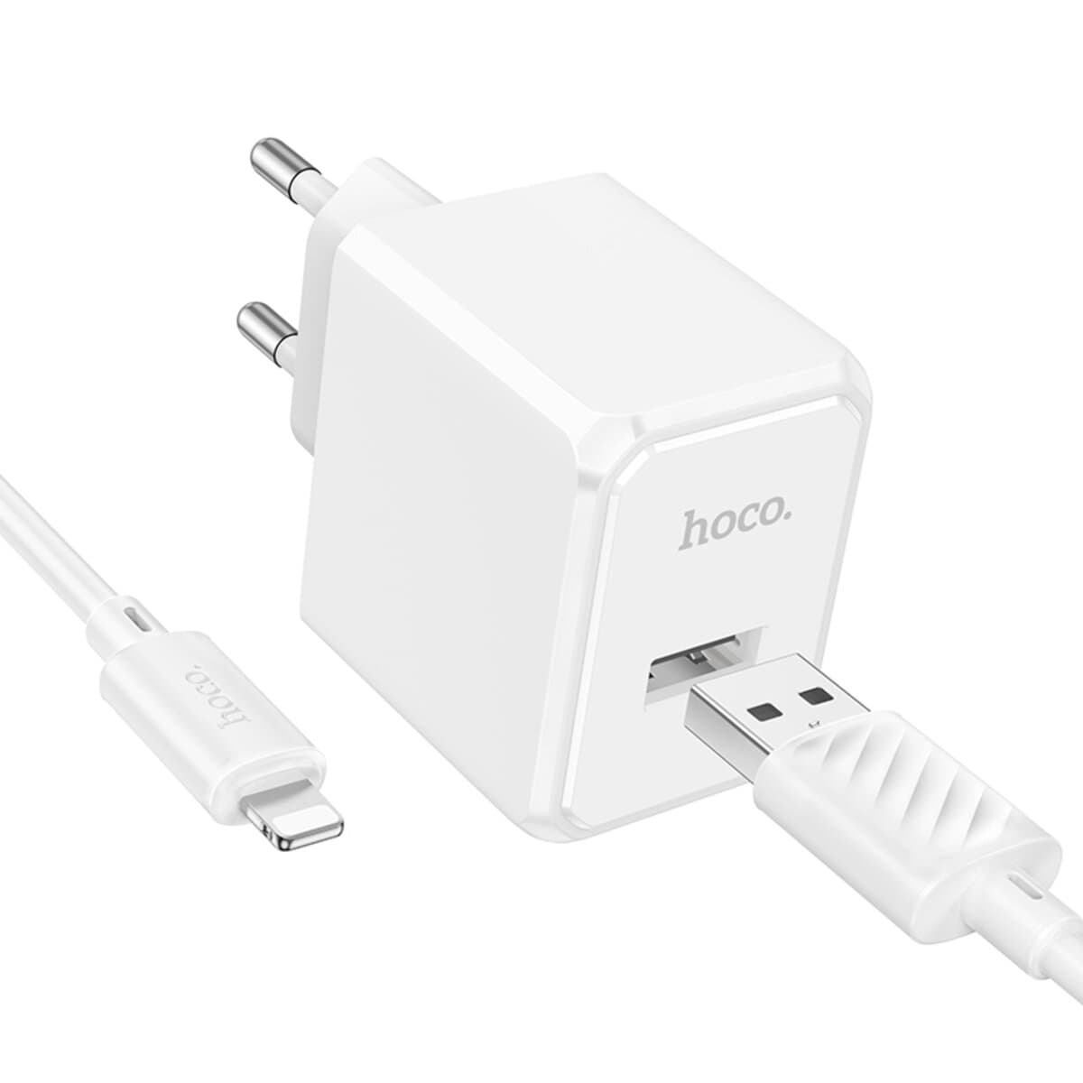 Зарядное устройство с кабелем HOCO CS11A Ocean single port charger set 2.1A USB to Lightning White